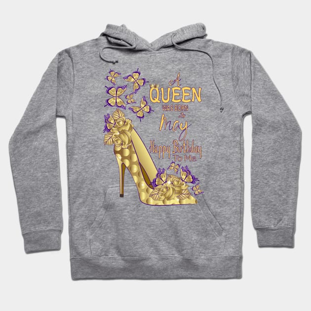 A Queen Was Born In May Hoodie by Designoholic